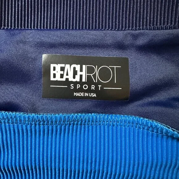 NWT Beach Riot Mackenzie-Heidi Color Block Bikini Top in Blue - Size Medium - Picture 9 of 11